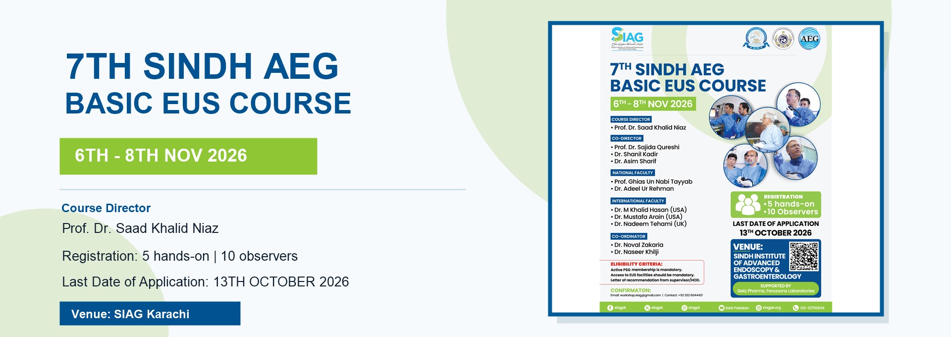 7th Sindh AEG Basic EUS Course, 6th to 8th November 2026